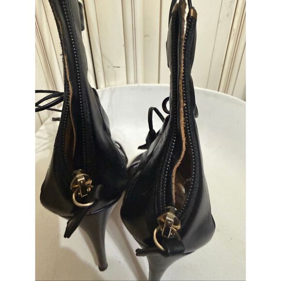 Aquazzura Amazon Womens Leather Lace-Up Strappy Gladiator Sandals Black Size 37 - Picture 6 of 13